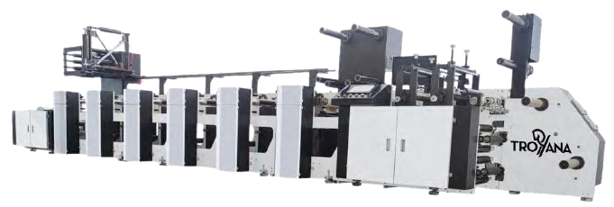 Maquina de impresion flexografica en linea. Troyana Cardam Unidireccional. LPB-320. Vel. Max. 120 m x min